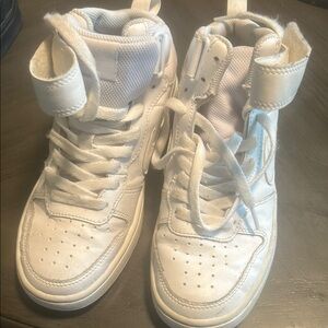 Nike White High-Top Sneakers with Leather Upper